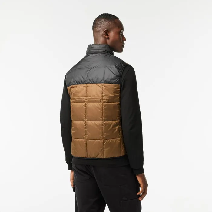 Jackets and Coats Men Lacoste Men039s Packaway Hood Vest Brown Black Qin