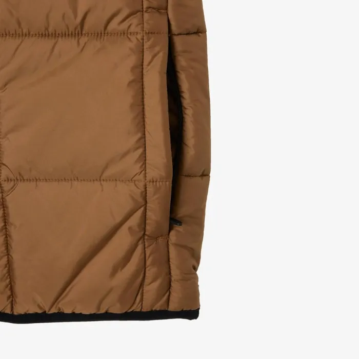 Jackets and Coats Men Lacoste Men039s Packaway Hood Vest Brown Black Qin