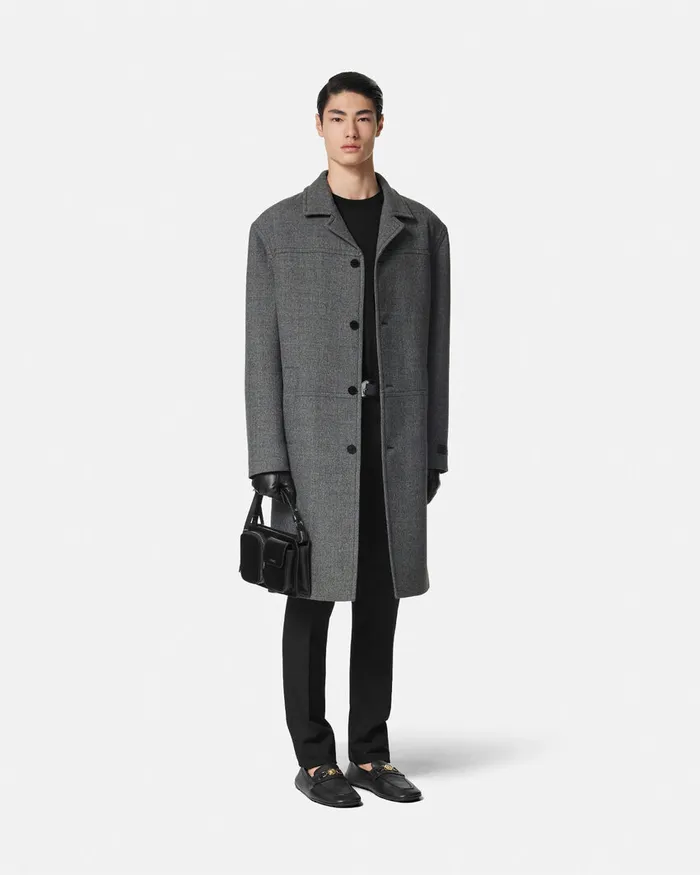 Jackets and Coats Men Versace Moulin Wool Coat Gray