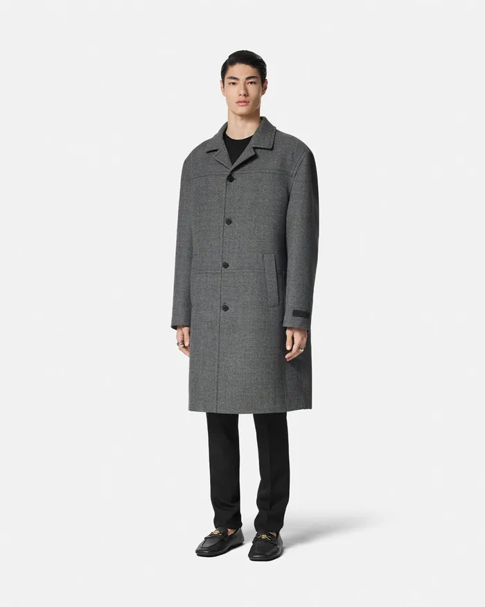 Jackets and Coats Men Versace Moulin Wool Coat Gray