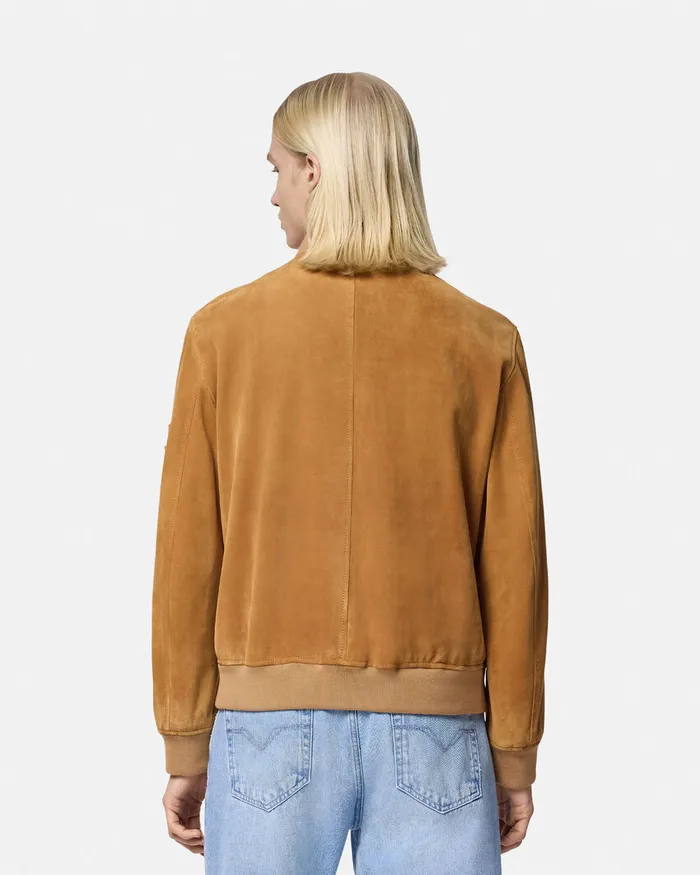 Jackets and Coats Men Versace Suede Bomber Jacket Brown