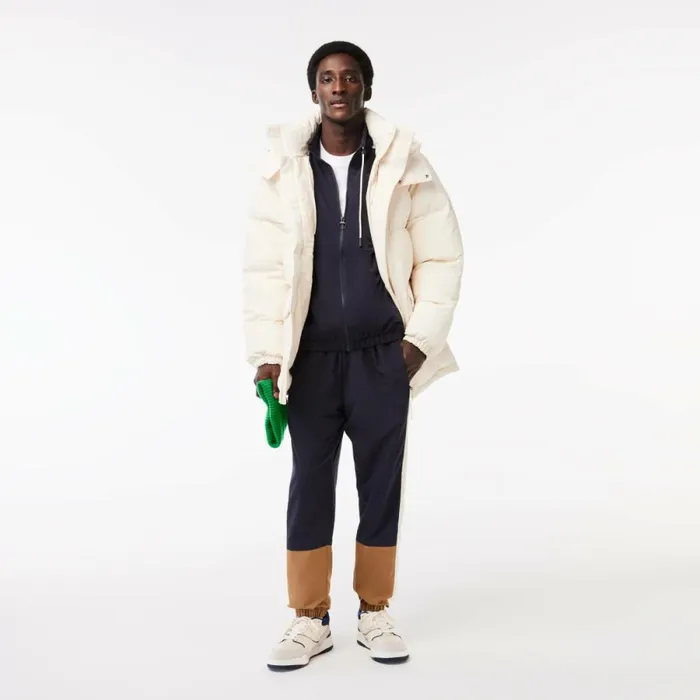 Jackets and Coats MenWomen Lacoste Men039s Water Resistant Colorblock ZipUp Jacket Navy Blue Brown White Rhi