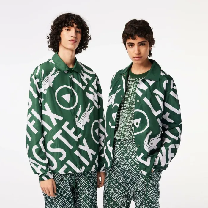 Jackets and Coats MenWomen Lacoste Unisex Lacoste X Netflix Printed Polo Jacket Green White 291 Jackets and Coats MenWomen Lacoste Unisex Lacoste X Netflix Printed Polo Jacket Green White 291