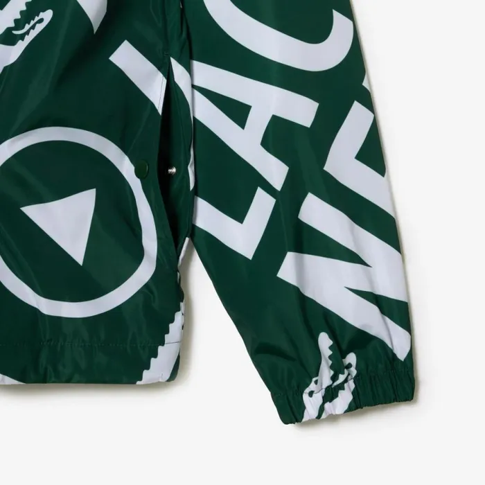 Jackets and Coats MenWomen Lacoste Unisex Lacoste X Netflix Printed Polo Jacket Green White 291