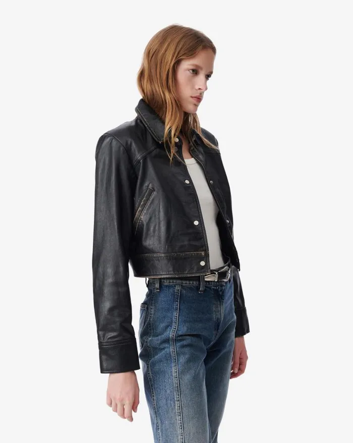 Jackets and Coats Women IRO DEMET CROPPED LEATHER JACKET