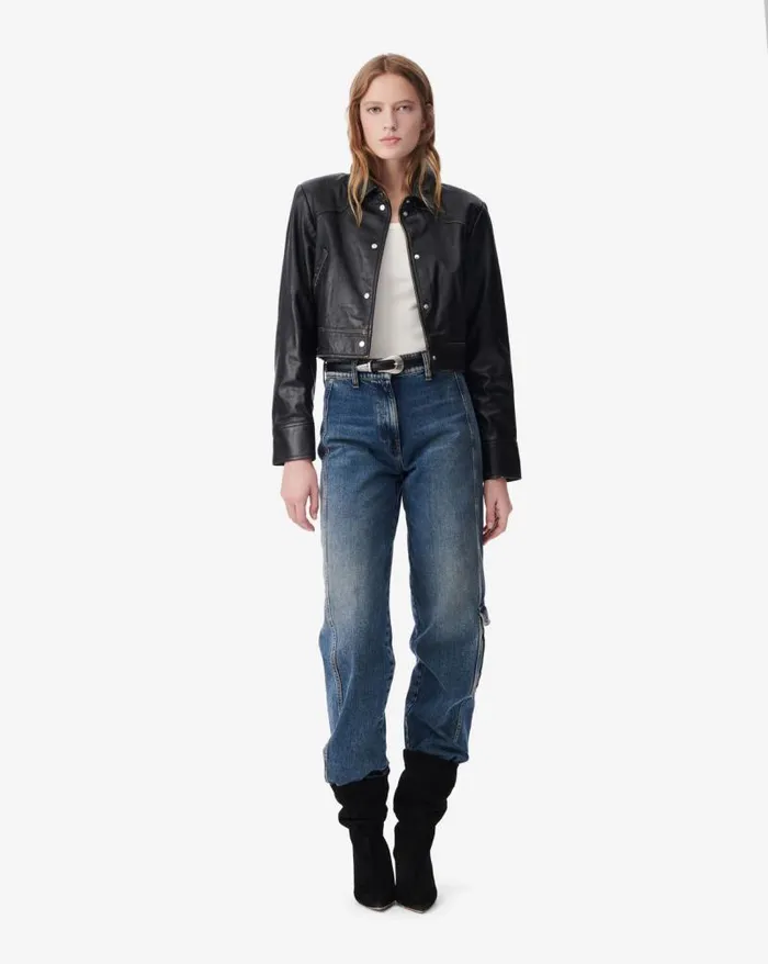 Jackets and Coats Women IRO DEMET CROPPED LEATHER JACKET