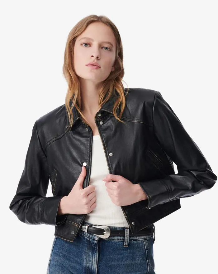 Jackets and Coats Women IRO DEMET CROPPED LEATHER JACKET