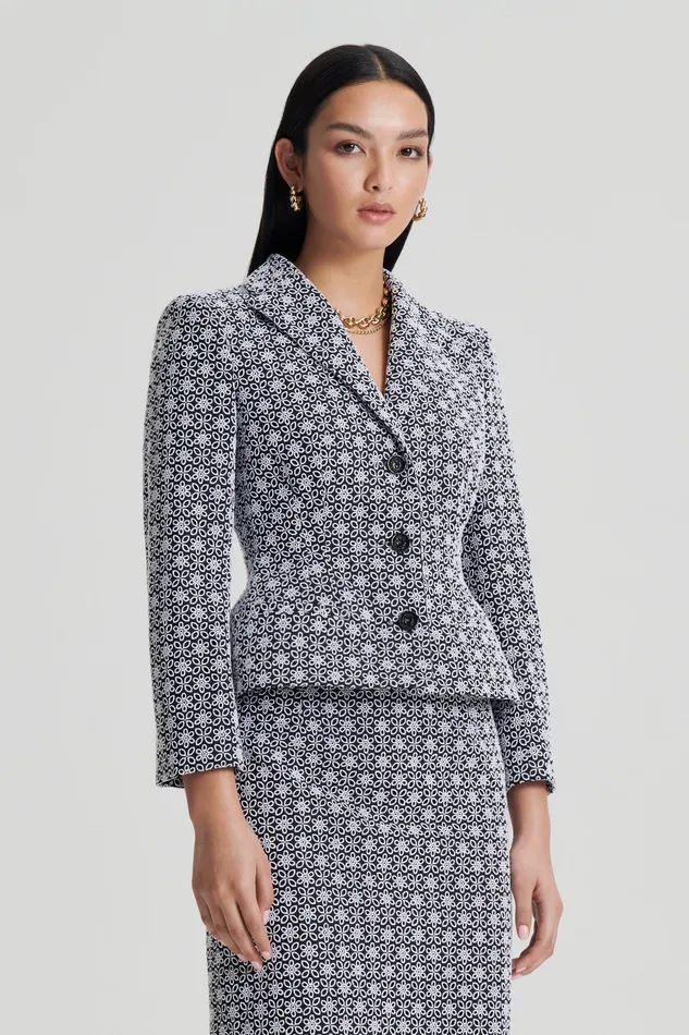 Jackets Scanlan Theodore Women EMBROIDERED FLORAL JACKET BLACKWHITE Jackets Scanlan Theodore Women EMBROIDERED FLORAL JACKET BLACKWHITE