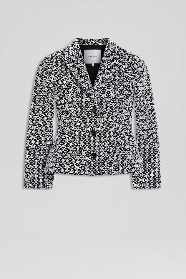 Jackets Scanlan Theodore Women EMBROIDERED FLORAL JACKET BLACKWHITE Jackets Scanlan Theodore Women EMBROIDERED FLORAL JACKET BLACKWHITE