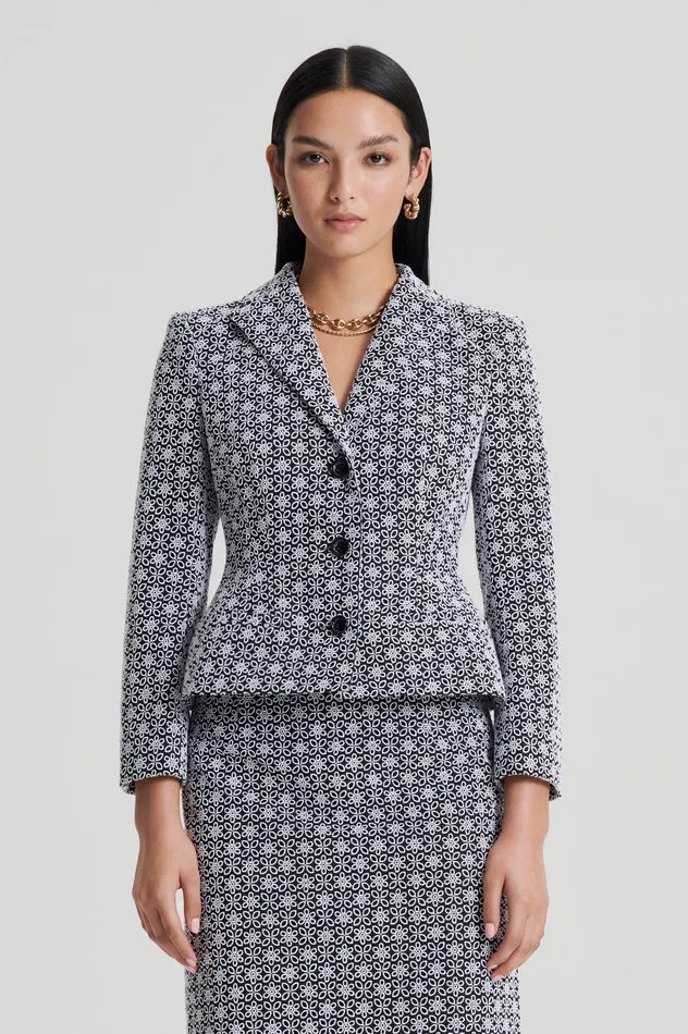 Jackets Scanlan Theodore Women EMBROIDERED FLORAL JACKET BLACKWHITE Jackets Scanlan Theodore Women EMBROIDERED FLORAL JACKET BLACKWHITE