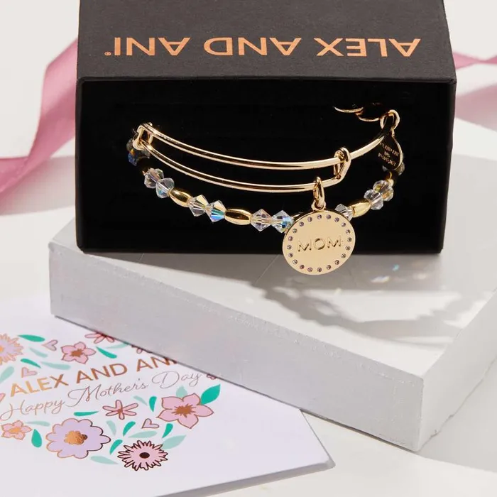 Jewelry Sets Women Alex And Ani Crystal Infusion 039Mom039 Charm Bangle Set Of 2 Gold