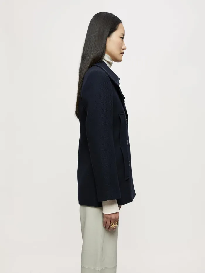 Jigsaw Coats Women Grosgrain Trim Peacoat Blue