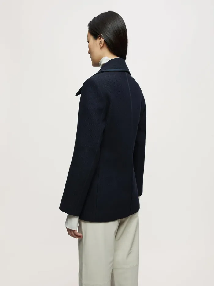 Jigsaw Coats Women Grosgrain Trim Peacoat Blue
