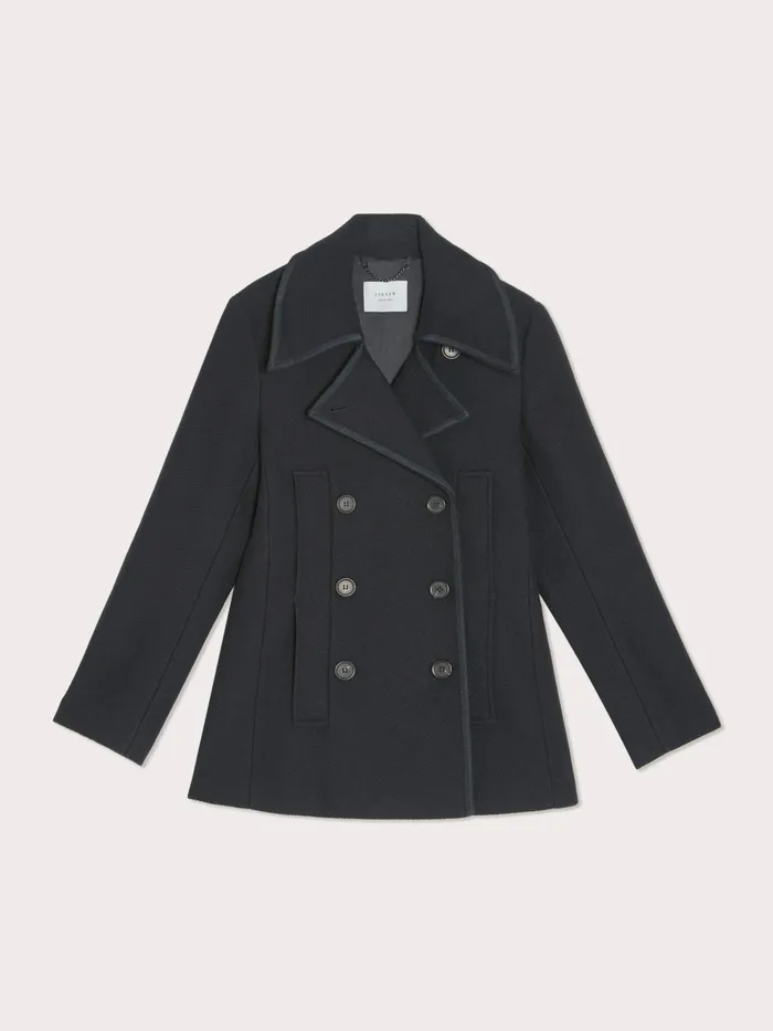 Jigsaw Coats Women Grosgrain Trim Peacoat Blue