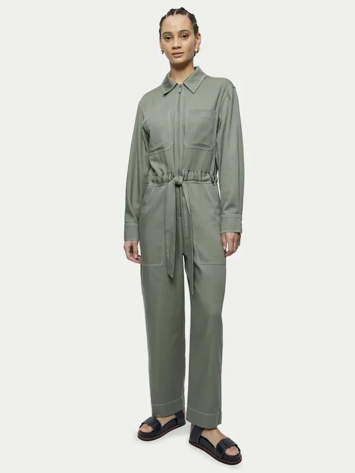 Jigsaw Dresses and Jumpsuits Women Cotton Lyocell Zip Jumpsuit Green
