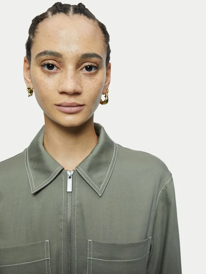 Jigsaw Dresses and Jumpsuits Women Cotton Lyocell Zip Jumpsuit Green