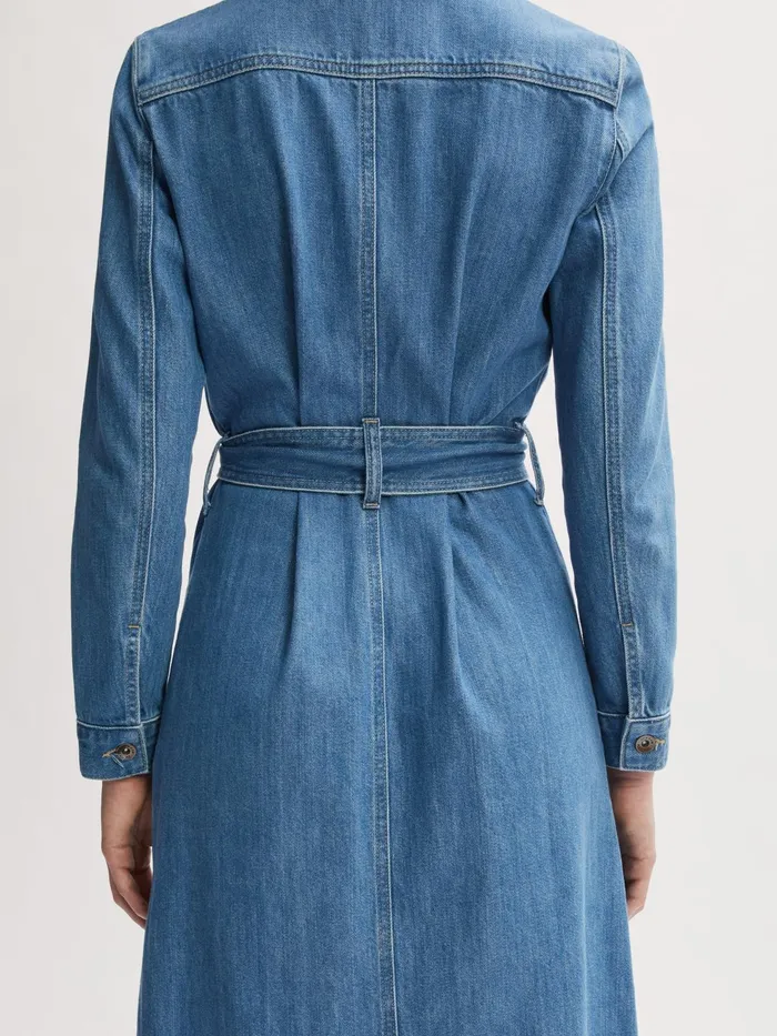 Jigsaw Dresses and Jumpsuits Women Denim Belted Midi Dress Blue