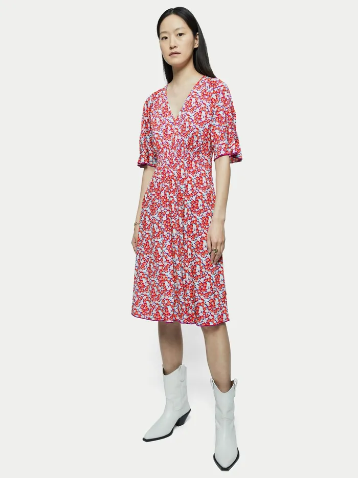 Jigsaw Dresses and Jumpsuits Women Hydrangea V Neck Jersey Dress Multi