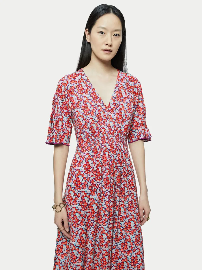 Jigsaw Dresses and Jumpsuits Women Hydrangea V Neck Jersey Dress Multi