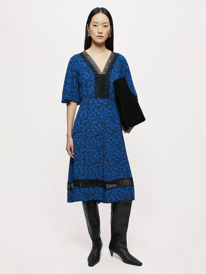 Jigsaw Dresses and Jumpsuits Women Klein Paisley Lace Dress Blue