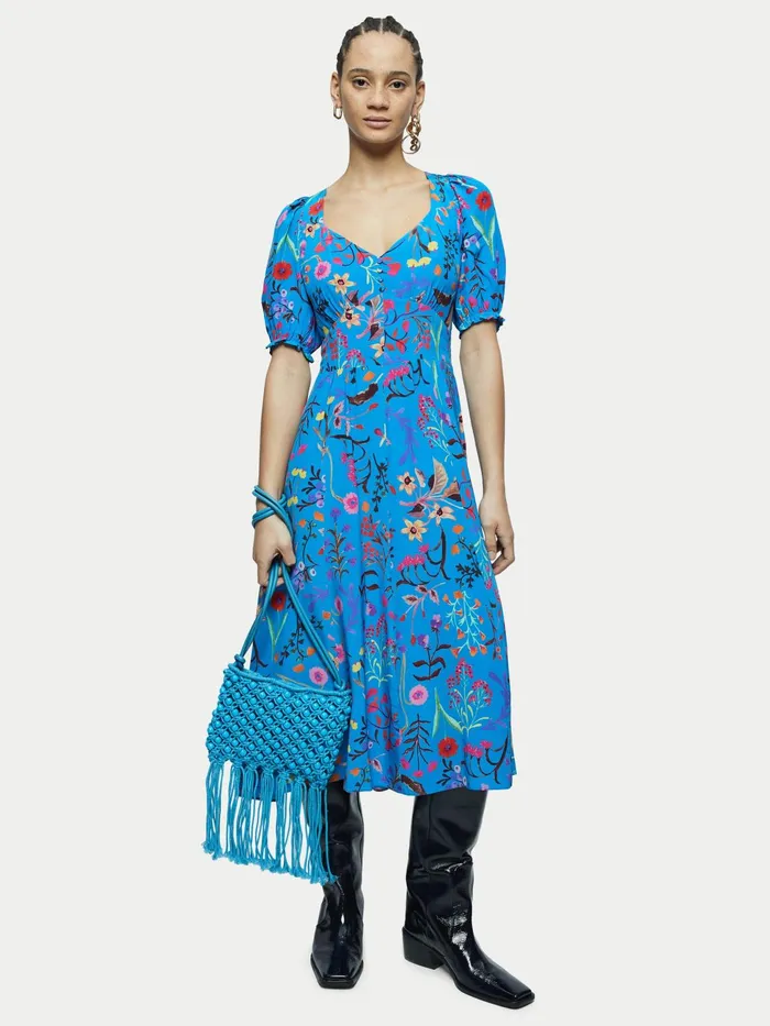 Jigsaw Dresses and Jumpsuits Women Vivid Floral Tea Dress Blue