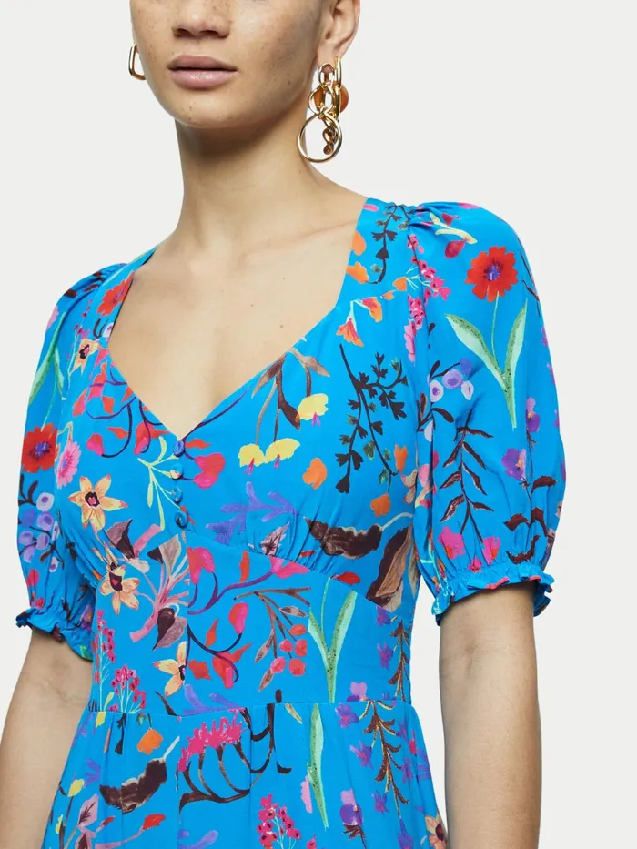 Jigsaw Dresses and Jumpsuits Women Vivid Floral Tea Dress Blue