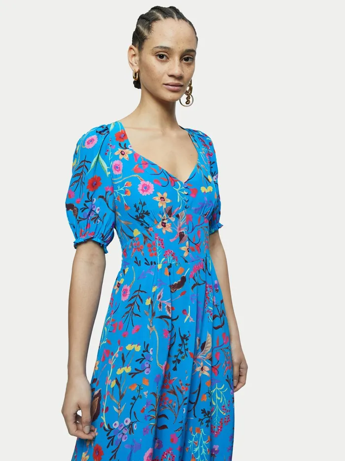 Jigsaw Dresses and Jumpsuits Women Vivid Floral Tea Dress Blue