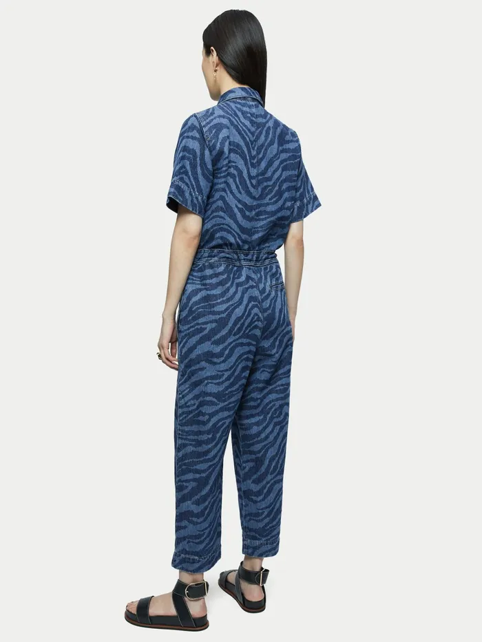 Jigsaw Dresses and Jumpsuits Women Zebra Denim Belted Jumpsuit Blue