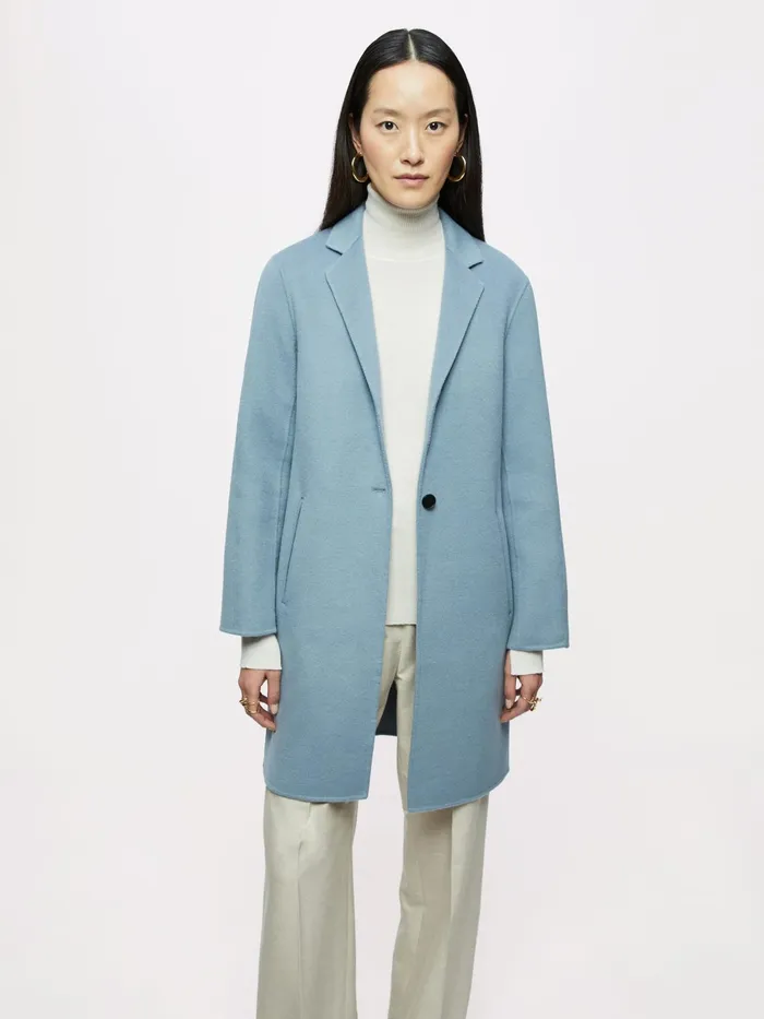 Jigsaw Jackets Women Double Face Column Coat Blue