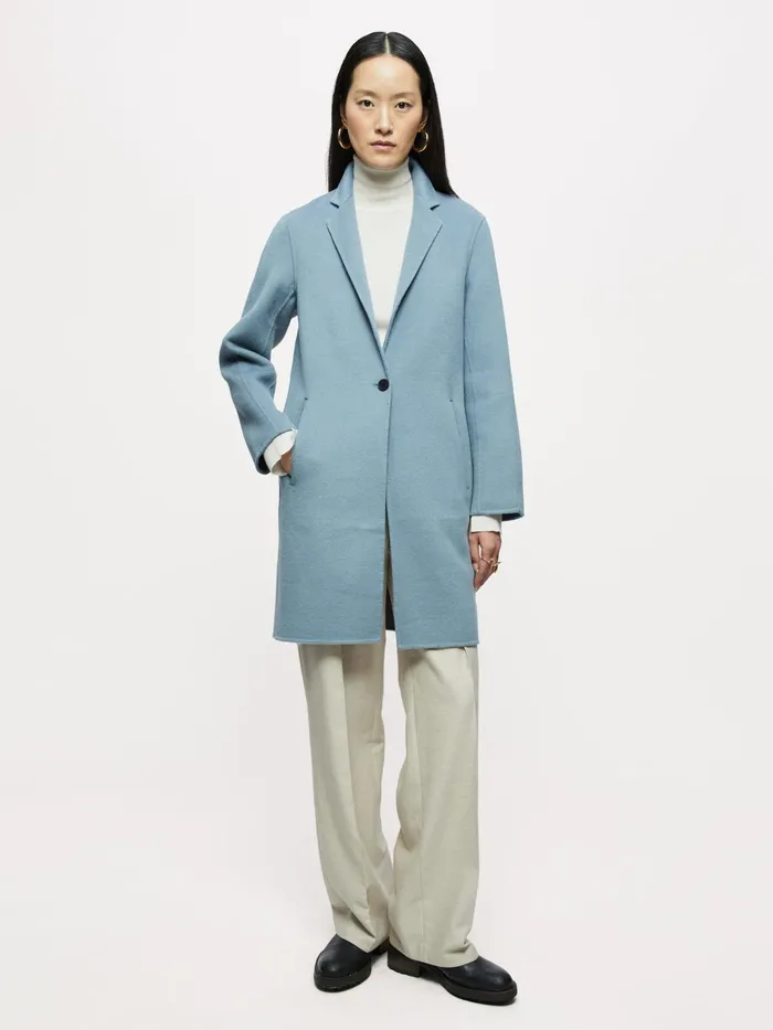 Jigsaw Jackets Women Double Face Column Coat Blue