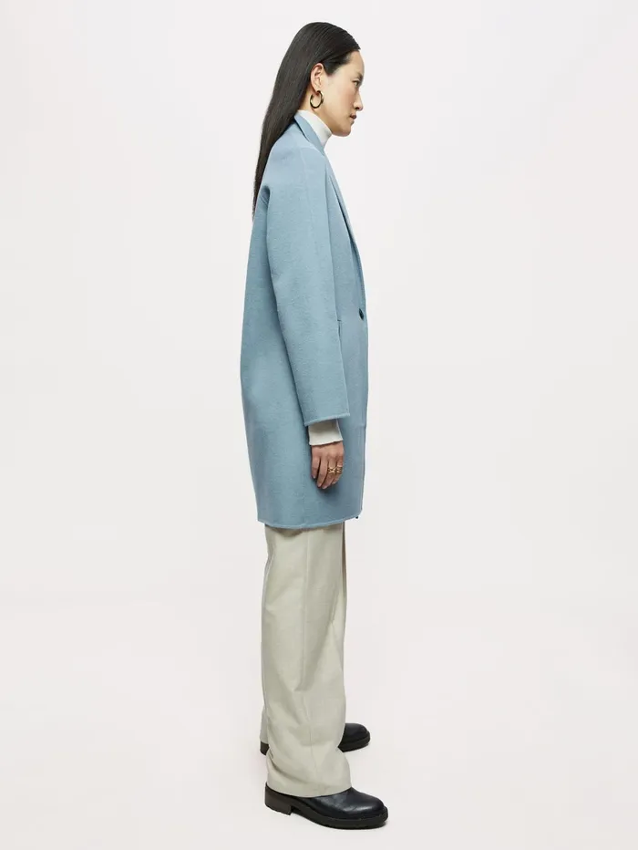 Jigsaw Jackets Women Double Face Column Coat Blue