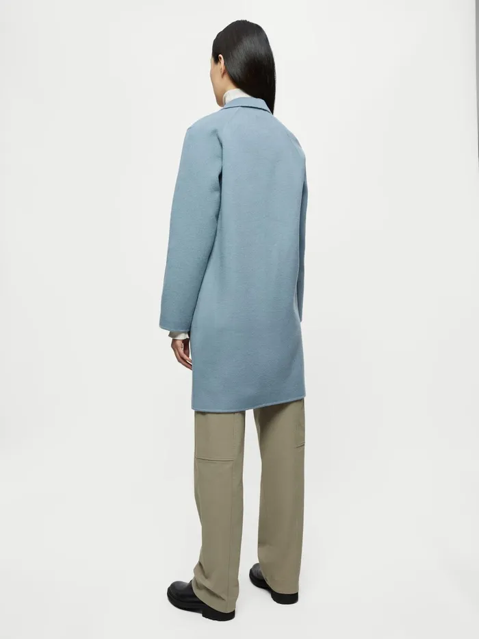 Jigsaw Jackets Women Double Face Column Coat Blue