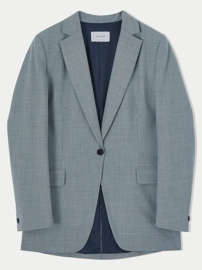 Jigsaw Jackets Women Knox Puppytooth Blazer Blue