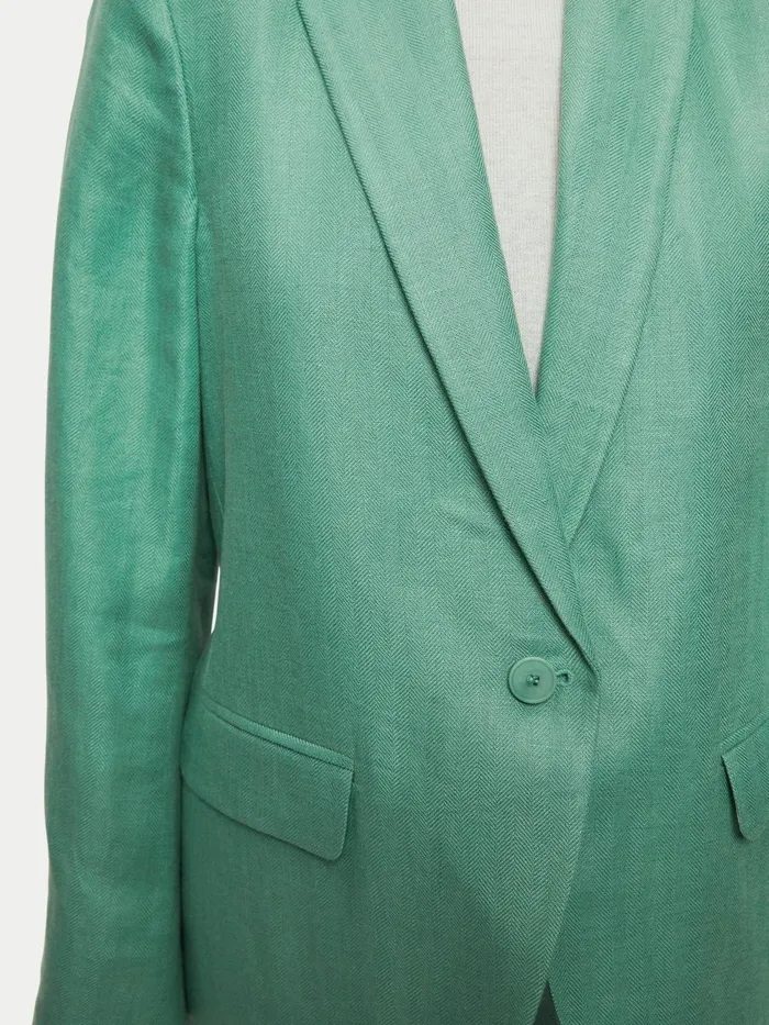 Jigsaw Jackets Women Linen Herringbone Brook Blazer Green