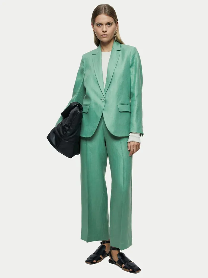 Jigsaw Jackets Women Linen Herringbone Brook Blazer Green