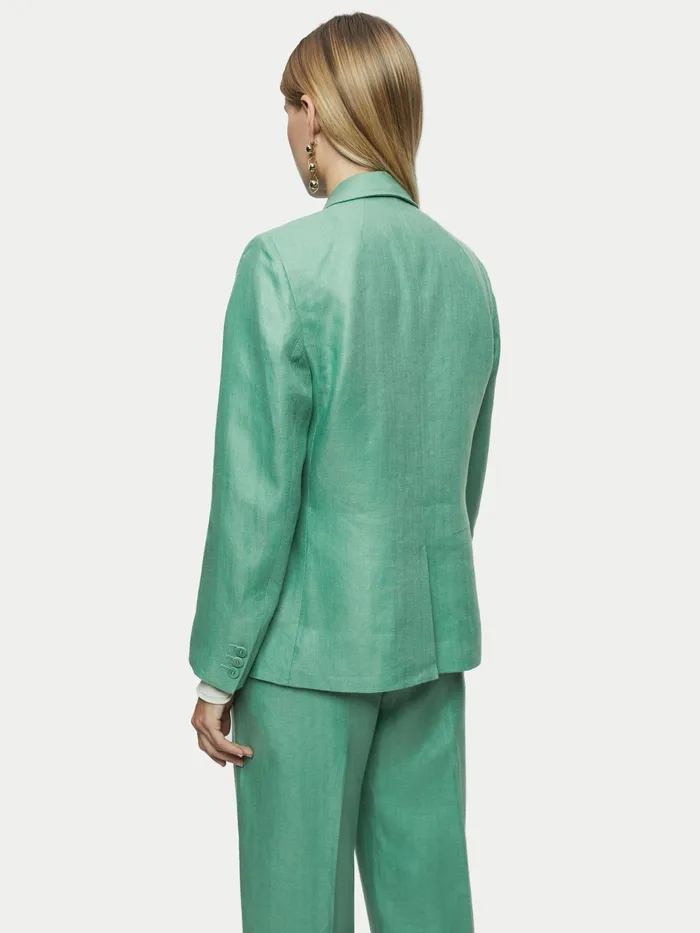 Jigsaw Jackets Women Linen Herringbone Brook Blazer Green