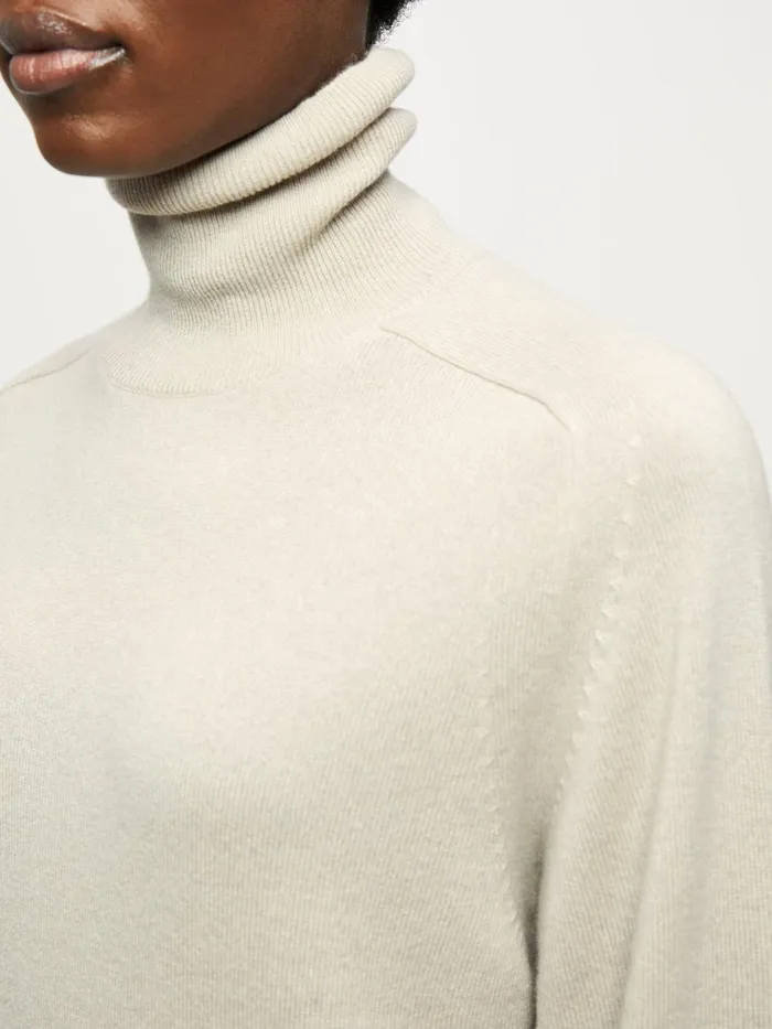 Jigsaw Knitwear and Cashmere Women Cashmere Forever Polo Jumper Cream