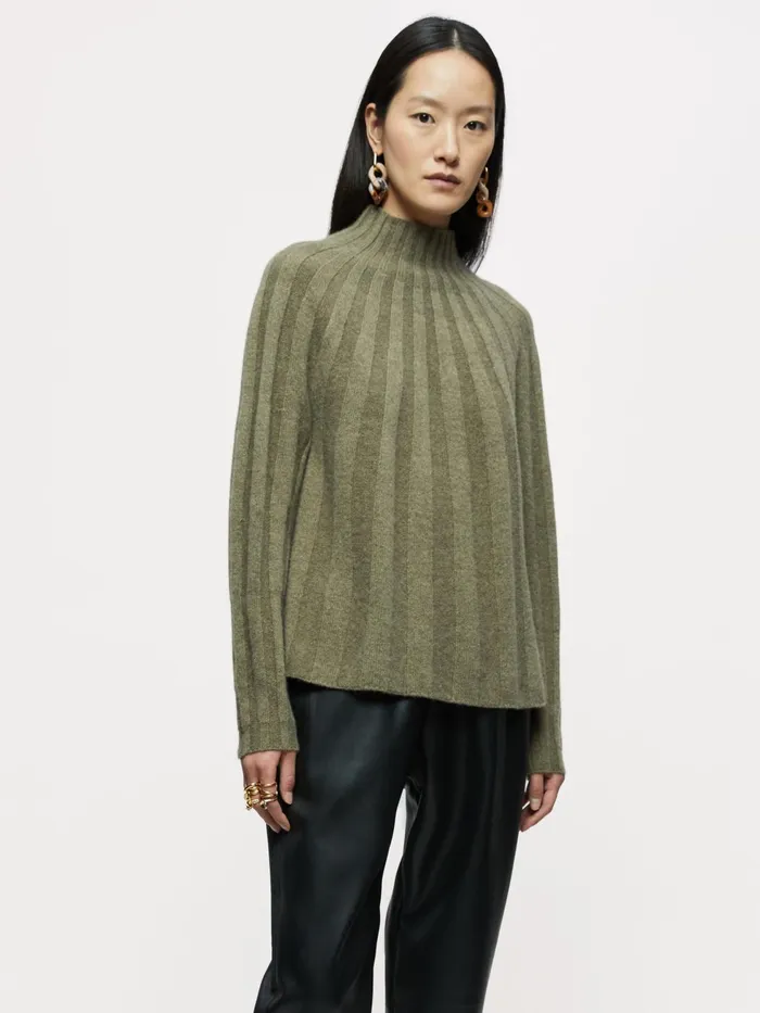 Jigsaw Knitwear and Cashmere Women Cashmere Sunray Rib Jumper Green