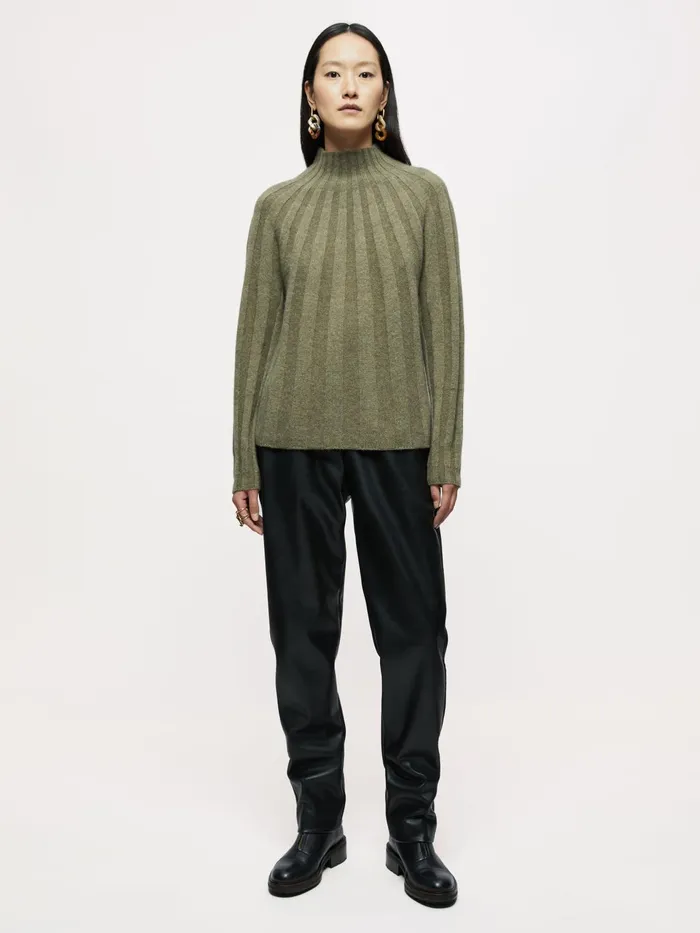 Jigsaw Knitwear and Cashmere Women Cashmere Sunray Rib Jumper Green