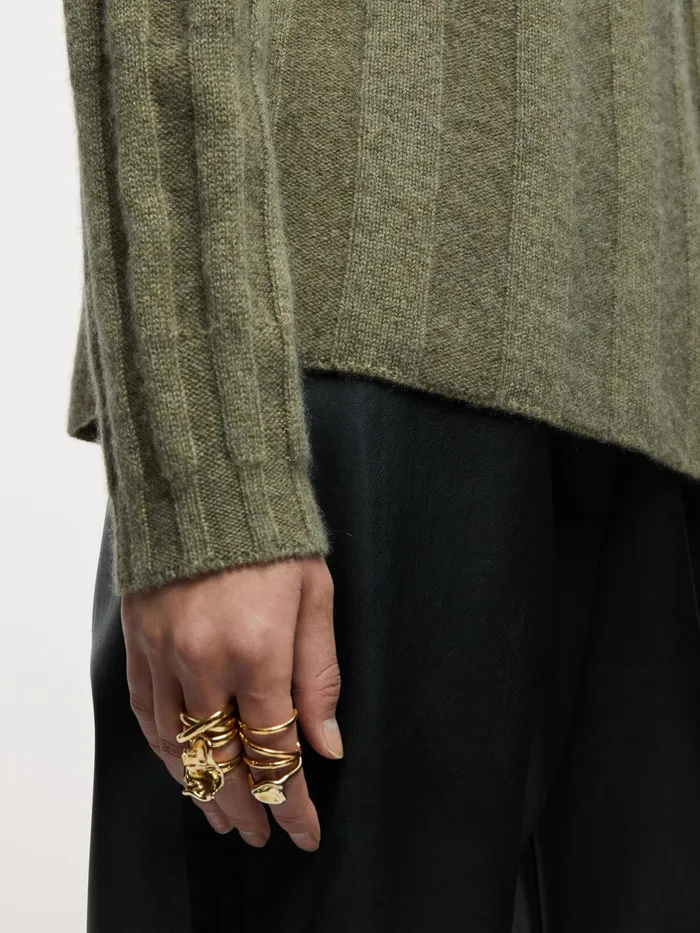 Jigsaw Knitwear and Cashmere Women Cashmere Sunray Rib Jumper Green