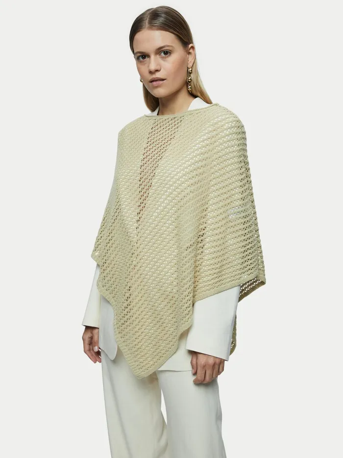 Jigsaw Knitwear and Cashmere Women Linen Lace Knitted Poncho Green
