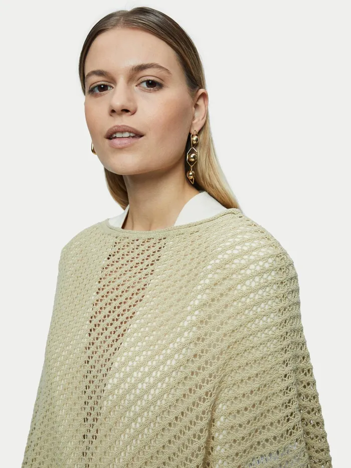 Jigsaw Knitwear and Cashmere Women Linen Lace Knitted Poncho Green