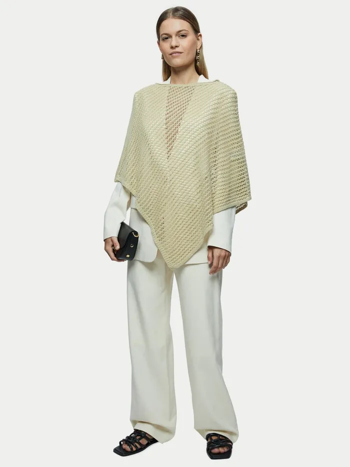 Jigsaw Knitwear and Cashmere Women Linen Lace Knitted Poncho Green