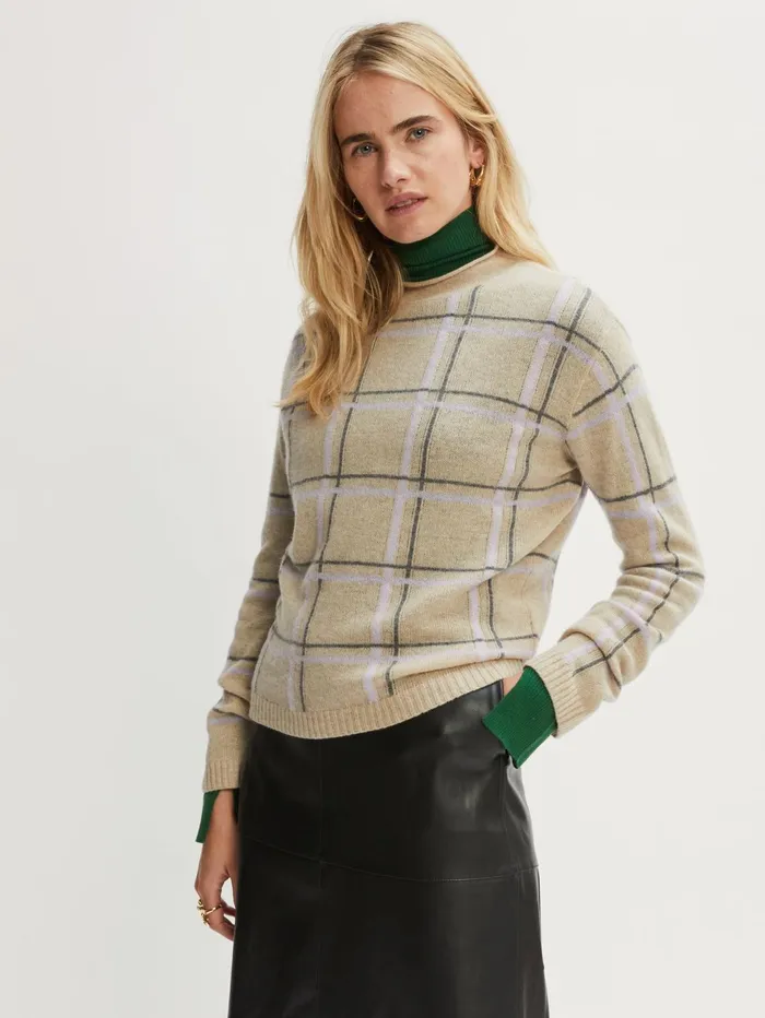Jigsaw Knitwear and Cashmere Women Merino Cashmere Check Jumper Cream