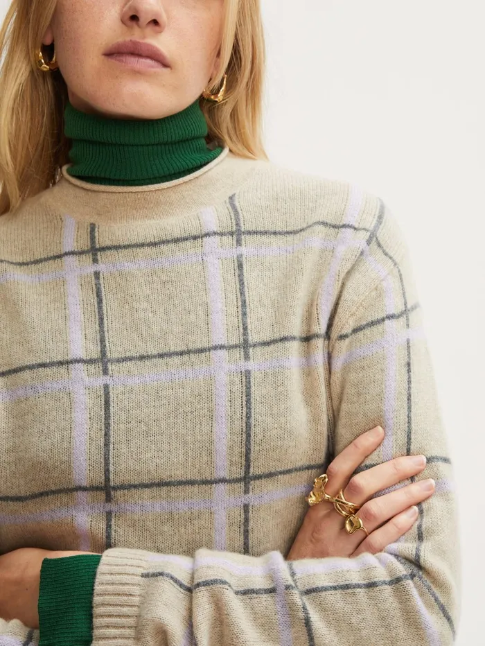 Jigsaw Knitwear and Cashmere Women Merino Cashmere Check Jumper Cream