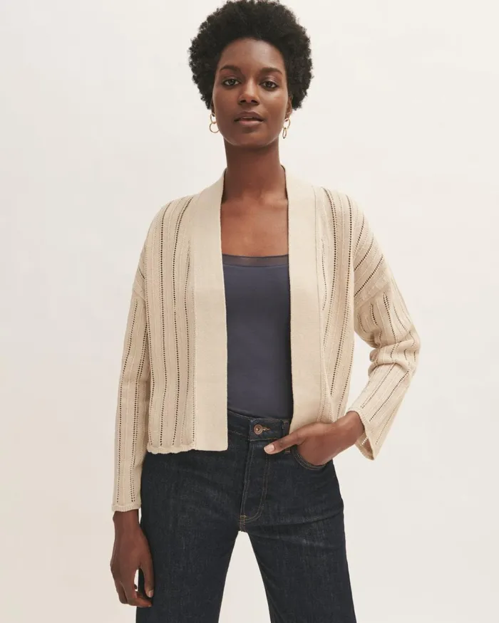 Jigsaw Knitwear and Cashmere Women Textured Lace Kimono Cardigan White