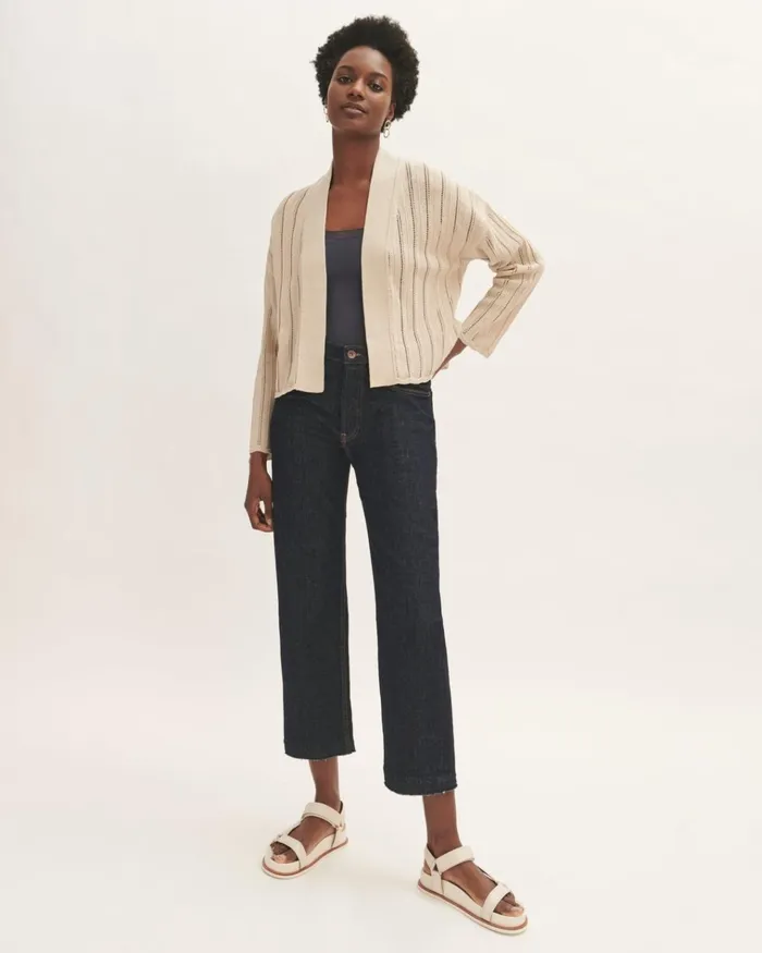 Jigsaw Knitwear and Cashmere Women Textured Lace Kimono Cardigan White