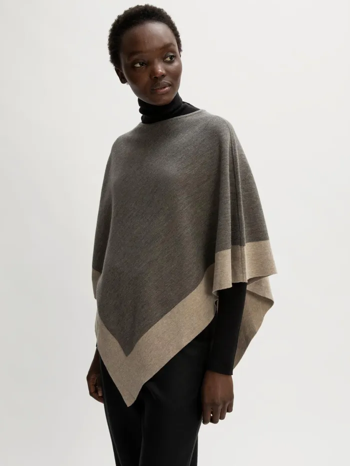 Jigsaw Knitwear and Cashmere Women Wool Blend Border Poncho Brown