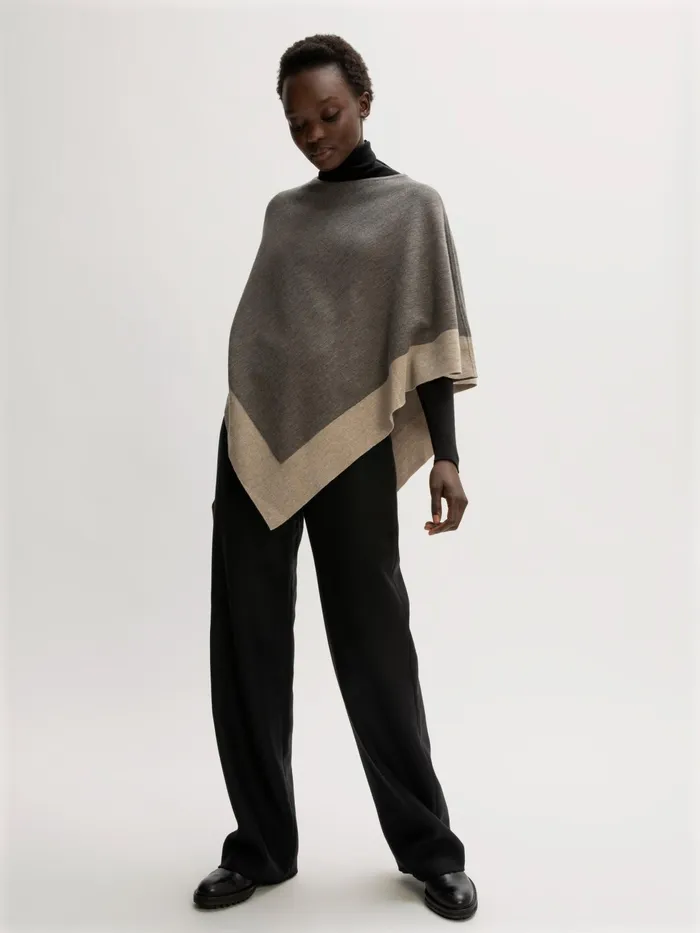 Jigsaw Knitwear and Cashmere Women Wool Blend Border Poncho Brown