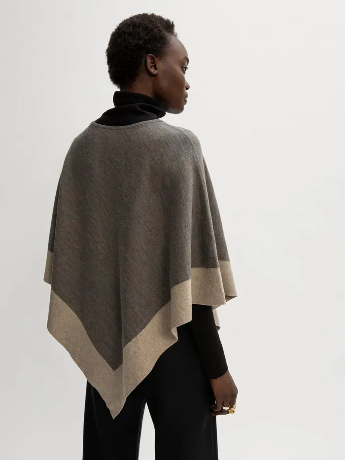 Jigsaw Knitwear and Cashmere Women Wool Blend Border Poncho Brown